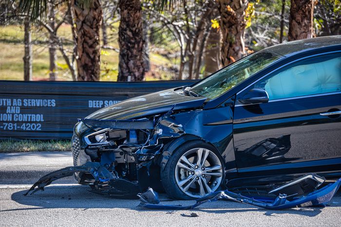 Black damaged after accident